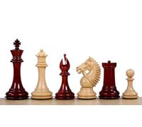 Sunrise Chess & Games Pezzi Staunton 4", padouk | Padouk e bosso, re 102 mm, 34 pezzi, 2 regine aggiuntive, intagliati a mano