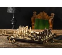 Sunrise Chess & Games Scacchi As in legno 42 cm, marrone | Scacchiera pieghevole 42 cm, faggio e betulla, design Staunton classico, vano interno