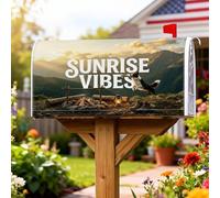 Sunrise Coperture magnetiche per cassette postali, per esterni, rustiche, con cane da campeggio, colore verde, decorazione per esterni, 45 x 53 cm