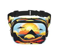 Sunrise Mountain Fitness borsa a tracolla da viaggio, alla moda e casual, marsupio quadrato a doppio strato, nero, taglia unica, Nero, One Size