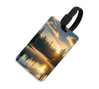 Sunrise on The Lake - Etichette per bagagli per valigie con scudo per la privacy, borsa da viaggio, targhetta identificativa, per uomini e donne, zaino, stile nero