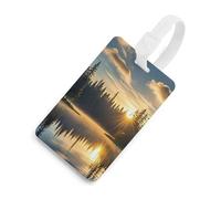 Sunrise on The Lake - Etichette per bagagli per valigie con scudo per la privacy, borsa da viaggio, targhetta identificativa, per uomini e donne, zaino, stile bianco