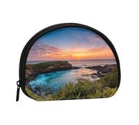 Sunrise Over Hanauma Bay Oahu Hawaii stampa portamonete mini portafoglio per donne ragazze personalità piccolo portamonete Shell Storage Bag Clutch Portafogli, taglia unica, casual, Nero , Taglia