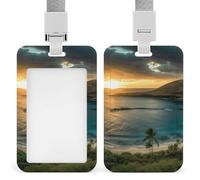 Sunrise Over Oahu Hawaii porta badge professionale verticale con cordino impermeabile custodia protettiva per carta d'identità per ufficio porta carte d'identità trasparente per infermiere, dottori e