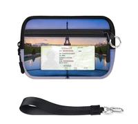 Sunrise Parigi Torre Eiffel Mini Zip Card Case per Donne Uomini con Finestra ID Torre Eiffel Stampa Portafoglio Portatile Leggero Piccolo Portamonete Cerniera Borsa Organizzatore per Carte