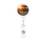 Sunrise - Porta badge retrattile vuoto, resistente, con clip per cintura, cordini retrattili, porta carte d'identità con portachiavi, clip per badge, per ufficio, infermiere, dipendenti