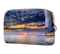 Sunrise Sky View Over The Sea Trousse per cosmetici da donna, borsa da viaggio per articoli da toeletta grande, pratica borsa organizer con cerniera, Multi, 18.5x7.5x13cm/7.3x3x5.1in, Beauty case