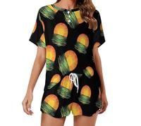 Sunrise Sunset-Sunshines - Set pigiama da donna a maniche corte e pantaloncini, 2 pezzi, Stile:, L