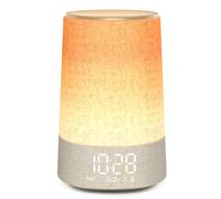Sunrise Sveglia bianca con 30 suoni lenitivi e timer e luce notturna a 8 colori, dimmerabile da comodino con luce solare, sveglia digitale forte per dormienti pesanti, camera dei bambini