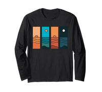 Sunrise to Moonlight Retro Vintage Coastal Landscape Maglia a Manica