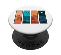 Sunrise to Moonlight Retro Vintage Coastal Landscape PopSockets PopGrip Adesivo