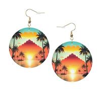 Sunrise Tropical Palm Tree Island Orecchini in pelle alla moda per le donne pendenti 1 paio di orecchini leggeri stampati piercing gioielli regali per donne ragazze