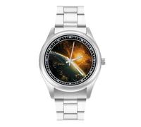 Sunrise View of the Planet Earth from Space - Orologio da polso al quarzo, in acciaio inox, con numeri arabi, per uomo e donna, Stile:, regular, MHXYZHW