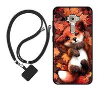 Sunrive Cover compatibile con Asus Zenfone 3 ZE520KL,Custodia Case in molle matte Morbida Flessibile Antigraffio protettiva back Case(Maple Leaf Fox)+1 x Cordino Universale