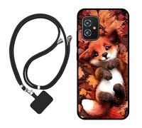 Sunrive Cover compatibile con ASUS Zenfone 8 ZS590KS,Custodia Case in molle matte Morbida Flessibile Antigraffio protettiva back Case(Maple Leaf Fox)+1 x Cordino Universale