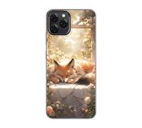 Sunrive Cover compatibile con Blackview A95, Custodia Case in molle Trasparente silicone Morbida Flessibile Antigraffio protettiva back Modelli custodie(Volpe addormentata)