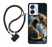 Sunrive Cover compatibile con Blackview Color 8,Custodia Case in molle matte Morbida Flessibile Antigraffio protettiva back Case(Luna,stelle,gatto)+1 x Cordino Universale