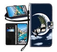 Sunrive Cover compatibile con Huawei Nova 14 Vitality, Custodia con supporto di stand e in Pelle artificiale per carte di credito Portafoglio Flip Chiusura Magnetica bumper(Panda della luna B1)
