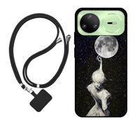 Sunrive Cover compatibile con Huawei Nova 15 Pro,Custodia Case in molle matte Morbida Flessibile protettiva back Case(Ombra della schiena,Luna,Stelle)+1x Cordino Universale