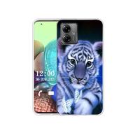 Sunrive Cover compatibile con Motorola moto g14, Custodia Case in molle Trasparente silicone Morbida Flessibile Antigraffio protettiva back Modelli custodie(Q tigre)
