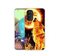 Sunrive Cover compatibile con Motorola Moto g62 5G, Custodia Case in molle Trasparente silicone Morbida Flessibile Antigraffio protettiva back custodie(X lupo)