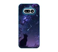 Sunrive Cover compatibile con Nothing Phone 4A, Custodia Case in molle Trasparente silicone Morbida Flessibile Antigraffio protettiva back Modelli custodie(Gatto che osserva le stelle)