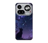 Sunrive Cover compatibile con Nothing Phone 4A Pro, Custodia Case in molle Trasparente silicone Morbida Flessibile Antigraffio protettiva back Modelli custodie(Gatto che osserva le stelle)