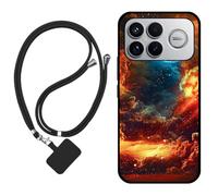 Sunrive Cover compatibile con Poco F8 Ultra,Custodia Case in molle matte Morbida Flessibile protettiva back Case(Nuvole,Luna,Cielo)+1x Cordino Universale