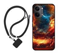 Sunrive Cover compatibile con Poco X8 Pro Max,Custodia Case in molle matte Morbida Flessibile protettiva back Case(Nuvole,Luna,Cielo)+1x Cordino Universale