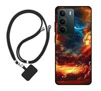 Sunrive Cover compatibile con Realme C73 5G/C75 5G,Custodia Case in molle matte Morbida Flessibile protettiva back Case(Nuvole,Luna,Cielo)+1x Cordino Universale