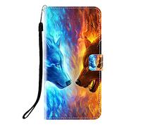 Sunrive Cover compatibile con Realme C73 5G/C75 5G, Custodia con supporto di stand e in Pelle artificiale per carte di credito Portafoglio Flip Chiusura Magnetica bumper(Q Lupo 4)