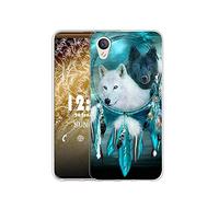 Sunrive Cover compatibile con Sony Xperia M4 Aqua, Custodia Case in molle Trasparente silicone Morbida Flessibile Antigraffio protettiva back custodie(Q Lupo 6)