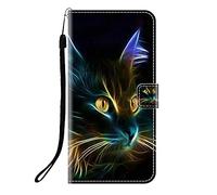 Sunrive Cover compatibile con TCL NXTPAPER 60 ULTRA, Custodia con supporto di stand e in Pelle artificiale per carte di credito Portafoglio Flip Chiusura Magnetica bumper(Q Gatto 6)