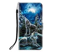 Sunrive Cover compatibile con TCL NXTPAPER 60 ULTRA, Custodia con supporto di stand e in Pelle artificiale per carte di credito Portafoglio Flip Chiusura Magnetica bumper(Q Lupo 1)