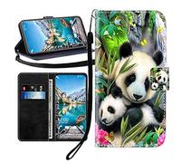 Sunrive Cover compatibile con TCL NXTpaper 70 Pro, Custodia con supporto di stand e in Pelle artificiale per carte di credito Portafoglio Flip Chiusura Magnetica bumper(Panda della cascata B1)