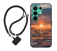 Sunrive Cover compatibile con Tecno Camon 50 Pro 5G/Camon 50,Custodia Case in molle matte Morbida Flessibile protettiva back Case(Mare,sole,gabbiani)+1x Cordino Universale