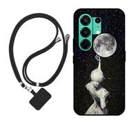 Sunrive Cover compatibile con Tecno Camon 50 Pro 5G/Camon 50,Custodia Case in molle matte Morbida Flessibile protettiva back Case(Ombra della schiena,Luna,Stelle)+1x Cordino Universale