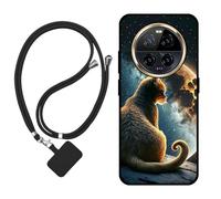 Sunrive Cover compatibile con Ulefone Armor 23 Ultra,Custodia Case in molle matte Morbida Flessibile Antigraffio protettiva back Case(Luna,stelle,gatto)+1 x Cordino Universale