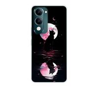 Sunrive Cover compatibile con Vivo Y04S/Y04 4G, Custodia Case in molle Trasparente silicone Morbida Flessibile Antigraffio protettiva back Modelli custodie(Pianeta e gatto)