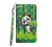 Sunrive Cover compatibile con Vivo Y04S/Y04 4G, Custodia con supporto di stand e in Pelle artificiale per carte di credito Portafoglio Flip Chiusura Magnetica Protettiva bumper(Panda 2)