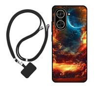 Sunrive Cover compatibile con Xiaomi Poco C71,Custodia Case in molle matte Morbida Flessibile protettiva back Case(Nuvole,Luna,Cielo)+1x Cordino Universale