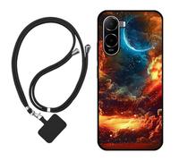 Sunrive Cover compatibile con Xiaomi Poco C81 Pro/Poco C81,Custodia Case in molle matte Morbida Flessibile protettiva back Case(Nuvole,Luna,Cielo)+1x Cordino Universale
