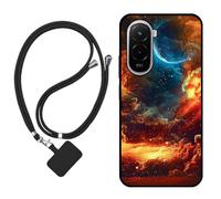 Sunrive Cover compatibile con Xiaomi Poco M7 4G,Custodia Case in molle matte Morbida Flessibile protettiva back Case(Nuvole,Luna,Cielo)+1x Cordino Universale