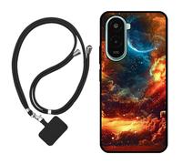Sunrive Cover compatibile con Xiaomi Poco M7 Plus 5G,Custodia Case in molle matte Morbida Flessibile protettiva back Case(Nuvole,Luna,Cielo)+1x Cordino Universale