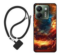 Sunrive Cover compatibile con Xiaomi Poco M7 Pro 5G,Custodia Case in molle matte Morbida Flessibile protettiva back Case(Nuvole,Luna,Cielo)+1x Cordino Universale