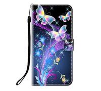 Sunrive Cover compatibileRealme C73 5G/C75 5G,Custodia con supporto di stand e in Pelle artificiale per carte di credito Portafoglio Flip Chiusura Magnetica bumper(Q Farfalla 2)
