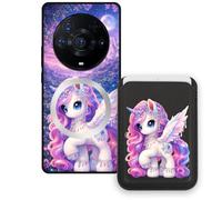 Sunrive Cover Portafoglio Custodia per Honor Magic3ProPlus con Porta Carte Magnetico Rimovibile, Custodia Porta Carte con Supporto per Video, Cover Protettiva Antiurto con Porta Carte - Unicorno