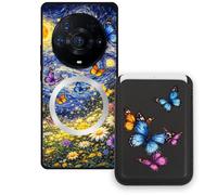 Sunrive Cover Portafoglio Custodia per Honor Magic3ProPlus con Porta Carte Magnetico Rimovibile, Custodia Porta Carte con Supporto per Video, Cover Protettiva Antiurto con Porta Carte - Fiore