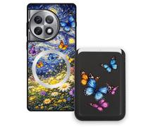 Sunrive Cover Portafoglio Custodia per OnePlus Ace 2 Pro con Porta Carte Magnetico Rimovibile, Custodia Porta Carte con Supporto per Video, Cover Protettiva Antiurto con Porta Carte - Farfalla