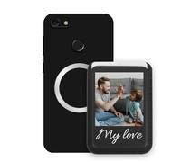 Sunrive Custodia con Personalizzabile per MagSafe Portafoglio - Cover Antiurto Compatibile con Huawei Y6 Pro 2017/P9 Lite Mini - Porta Carte e Funzione Stand, Foto o Testo Personalizzato